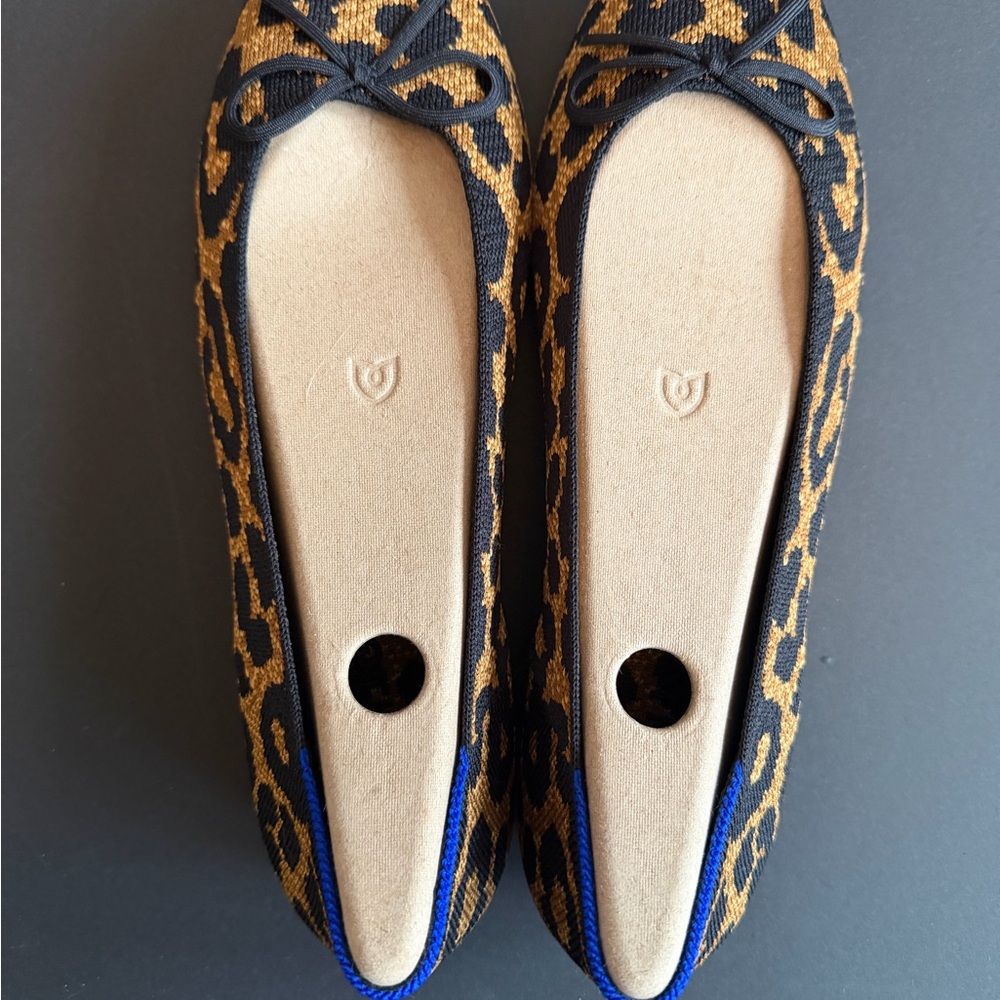 Rothys Womens Leopard Print Ballet Bow Flats - New - Size 9.5